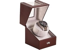 Lian Single Watch Winder with Quiet Motor for Men and Women Automatic Rotating Storage Display Box for Mechanical Watches Crocodile Leather Pattern-Black