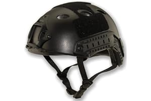 QHIU Taktischer Helm, PJ-Typ, leicht, schützend, schnell, für Airsoft, Paintball, CS, Spiel, Outdoor-Sport, mit Brille (BK-2)