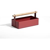 Spin Cora Storage Box - Small (Brick Red_Aluminium_ L 35 cm X W 15 cm X H 15 cm)