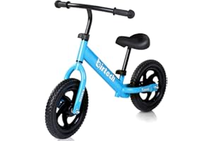 BIRTECH 12" Balance Bike Carbon Steel Frame No Pedal Walking Balance Bike Training Bicycle for Kids and Toddlers 2-6 Years Old (blue)