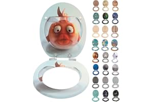 SINOBATH Abattant WC Couvercle WC en bois MDF motif imprimé sur 3 faces avec Frein de Chute pour Couvette en O Siège de Toilette