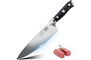 SHAN ZU Coltello da Chef Giapponese Coltelli da Cucina 20 cm, Professionali Coltello Ultra Affilato Acciaio Inossidabile Tedesco, Coltello Multiuso per Cucina Domestica e Ristorante