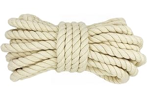 ‎RENYIZ Baumwollseil, Makramee Kordel Dicke Baumwollkordel für DIY Handwerk Gartenarbeiten Dekoration 15mm x 10m Wandbehang Starke Seil, Beige