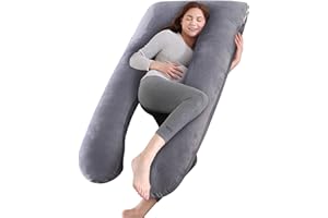 Andizun Pregnancy Pillow for Sleeping, U Shaped Full Body Pillow Support for Back, Hips, Legs, Maternity Pillow with Removable Velvet Cover for Pregnant Women, Adults (Grey)