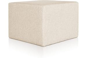 Deshome Pouf poggiapiedi 63x63x44 cm stoffa Idrorepellente: Pouf design moderno per divano soggiorno camera da letto, Puff poggiapiedi, Pouffe salotto Minerva (Beige)