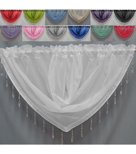 1 x Silver Metallic STAR Design Slot Top Header Sheer Kids Voile Beaded Swag | UK