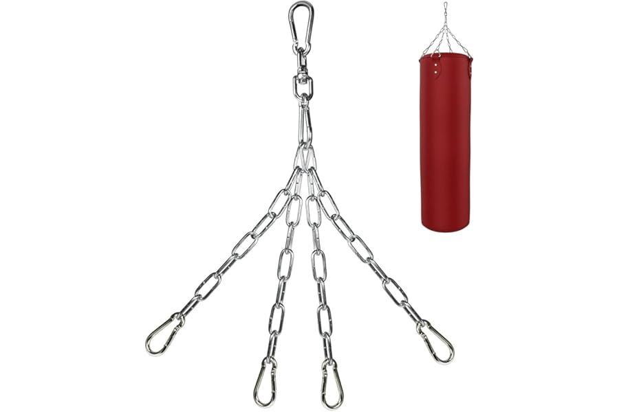 Yes4All Punch Bag Chain with 4 Snap Hooks - Boxing Bag Hanger Chain - Heavy Duty Stainless Steel, 360 Degree Rotation Swivel Support up to 150 lbs/ 68 Kgs