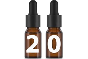 Essenciales Butelki ze szkła bursztynowego z pipetą z kroplomierzem - butelki z zakraplaczem 10 ml x 20