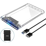ELUTENG 2.5 inch SSD Enclosure Transparent USB3.0 5Gbps Support UASP High Speed Hard Drive Caddy SATA 3.0 Portable HDD Caddy Compatible for Windows PC Laptop PS4 XBox etc (USB3.0)