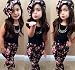 niceEshop(TM) Girl Pure Color Vest Small Broken Flower Hairband Harem Pants Set