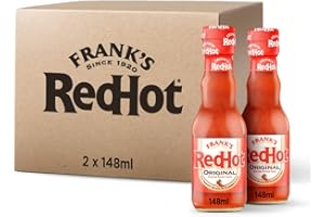 Frank's RedHot Original Cayenne Pepper Sauce 148 ML | Pack of 2 | Hot Chilli Sauce | Bursting with Fiery Heat and Delicious Flavours | No Artificial Colours Flavourings or Preservatives