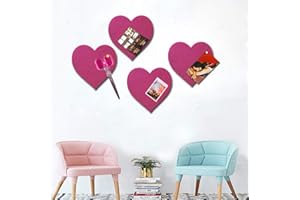 MCLEULLA Felt Memo Notice Cork Board Decoration Tiles, Heart Shape Wall Bulletin Board Pin Board w/Self Adhesive to Keep Photos Memos Display Pads Pictures Drawing Goals Notes Colorful Foam Wall Decorative
