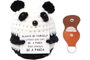PRVCFZ Emotional Support Panda, Positive Animals, Crochet Animals, Positive Panda and Decision Coin with Leather Cover, Funny Knitted Crochet Toy with Postive Card, Emotional Support Animal Gift for Birthday