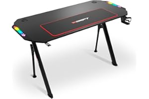 Drift Gaming DRDZ175RGB – Mesa Gaming con Tablero de Fibra de Carbono, Laterales RGB reactivos al Sonido, Alfombrilla XL, Soporte para Bebidas y Auriculares, Color Negro