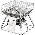 camping moon Portable Fire Pit Campfire Grill,Folding Stainless Steel BBQ Grill for Outdoor Camp Travel Garden Cooking Picnic 1-2 People with Carrying Bag
