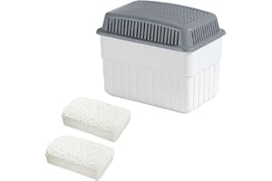 WENKO Feuchtigkeitskiller mit 2 x 1 kg Granulatblock, Raumentfeuchter, fasst bis zu 1,4 Liter Feuchtigkeit, laborgeprüft, nachfüllbar, reduziert Schimmel & Gerüche, 24 x 16 x 15 cm, Weiß/Grau