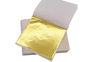 ILantule Fogli di Foglia Oro,100 Pezzi di Lamina D'oro,Foglia D'oro, 8cm x 8,5cm,Ideali per Doratura, Artigianato, Progetti Artistici e Decorazioni,
