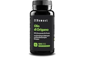 Olio di Origano, Standardizzato all’80% di Carvacrolo e al 2% di Timolo – Con Olio Extra Vergine di Oliva per un Migliore Assorbimento – 120 Capsule Softgel – Zenement