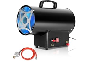 SWANEW Gasheizgebläse 15 kW Gas Heizgerät inkl Verbindungschlauch und Gasdruckregler 700mbar, Wirksame Fläche: 225m²,für Baustellen, belüfteten Lagerräumen, Garagen usw