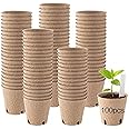 NC 8CM Round Seed Starter Peat Pots Kit for Garden, 100 Pack Biodegradable Seedling Starter Tray Pots with 4 Drainage Holes, Eco-Friendly Organic Plant Nursery Pots for Vegetables, Herbs, Flowers