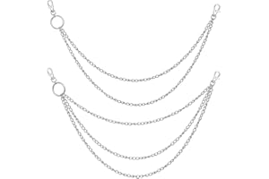 SIOPPKIK Hosenkette Punk Hip Hop Jeans Brieftasche Kette mit Karabinerhaken Zubehör für Hut Kostüm Dekoration Silber 2 Stück