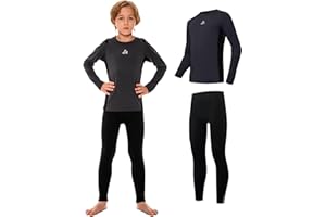 AMZSPORT Bielizna termiczna dla dzieci, bielizna narciarska i bielizna funkcyjna do piłki nożnej i treningu w zimie, bielizna termiczna dla dziewcząt i chłopców, ciepła i wygodna