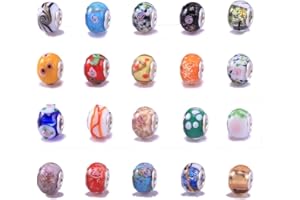 Boolavard 20pc Lot Argent Verre de Murano Glass Beads Mix européennes - Compatible avec Pandora, Chamilia, Troll, Biagi