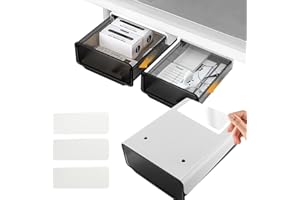 CHRI szuflada pod biurko, ukryta szuflada do montażu pod blatem, samoprzylepny organizer do domu i biura, 2 sztuki (20 x 17 x 7 cm, dł. x szer. x wys.)