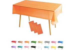 POPOYU 3 Pezzi Tovaglie Rettangolari per Feste, Colore Arancione Tovaglia Natalizia 137x274 Tovaglie Copri Tavolo da Interno Elegante per Occasioni Natale Feste Giardino Esterno Compleanno Poliestere