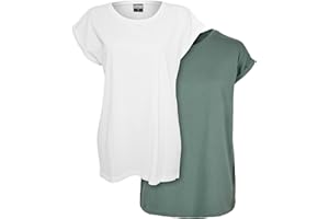 URBAN CLASSICS t-shirt da Donna con Manica Arrotolata, Maglietta a Maniche Corte da Donna in Cotone, Tee Shirt con Scollo Rotondo e Spalle Arrotondate, Diversi Colori Disponibili, Taglie: XS–5XL