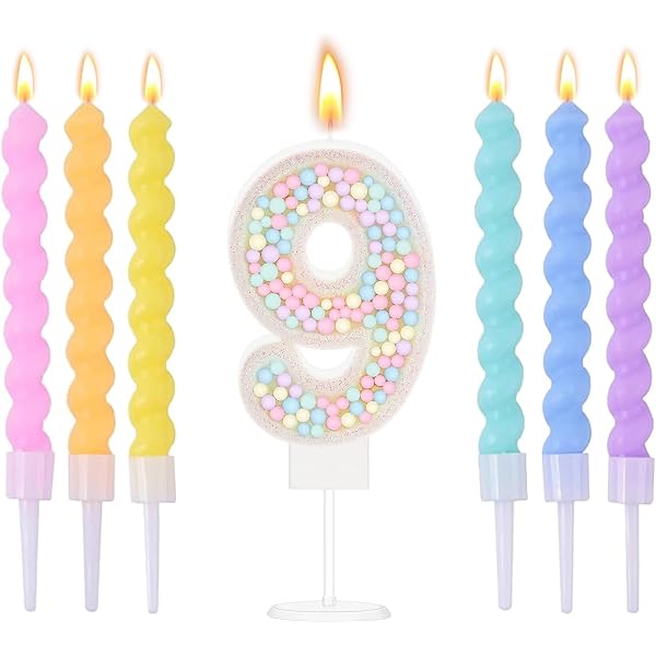 Bougie Chiffre 9 Anniversaire 3D - Rose Scintillante - 12cm - Pour Gâteau Enfants Et Adultes