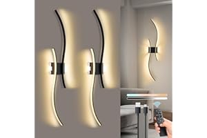 SERBASIC Large Indoor Battery Operated Wall Lights Set of 2,100cm Rechargeable Wireless Wall Lights with Remote Control,Stepless Colors 3000K-6000K & Dimming,Morden Touch Wall Sconces for Room Decoration