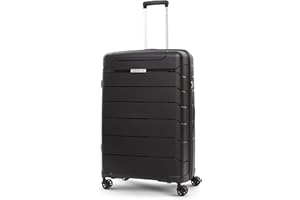 Aerolite Large 28in 100L Premium Lightweight Polypropylene Hard Shell 4 Wheel Spinner Travel Hold Checked Check in Luggage Suitcase (Black)