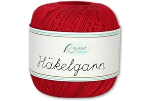 Frida's Wollhaus Rellana 50 g de fil à crochet 100 % coton | 13 couleurs au choix | crochet fait à la main (3 | rouge)