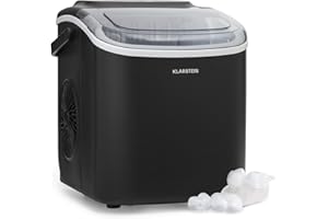 Klarstein Maquina de Hielo para Encimera, Maquina Hacer Cubitos de Hielo para Casa, Hielos Grandes y Pequeños, Ice Maker Sistema Auto Limpieza