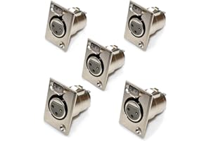 Oiyagai 5 Piezas de Conector XLR Hembra de Panel de 3 Pines D3F con Acabado de Níquel, Conector de Audio de Grado Profesional para Micrófonos, Altavoces y Equipos de Estudio