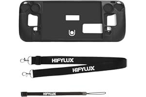 HUAYUWA Silikonhülle mit Umhängeband (Schwarz3) Kompatibel für Steam Deck, Stoßfeste Schutzhülle für SteamDeck Konsole Anti-Rutsch Anti-Kollision Zubehör