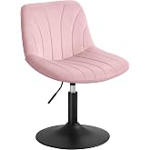 VASAGLE Swivel Vanity Stool, Velvet, Jelly Pink and Matte Black | Dressing Table Stool, 43.0 x 46.5 x (65.5-77.5) cm, Velvet,
