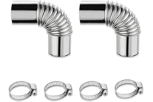 DYOUEN 25MM Exhaust Pipe Angle Connector Stainless Steel Diesel Gas Vent Hose Parking Heater Car Heater Accessories with Stainless Steel Clips (2)