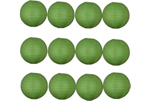 A Liittle Tree -12 PCs Round Paper Lanterns Wedding Party Christmas New Year (Green, 14")