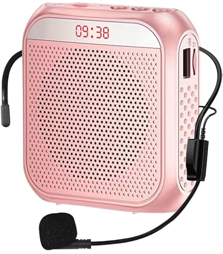 HW HAOWORKS Spraakversterker draagbare headset luidspreker 10 W lichtgewicht oplaadbare mini pa-luidspreker met bedrade headset microfoon/riemclip voor leraren gidsen en ouderen