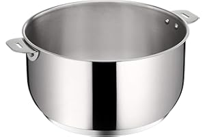 Lagostina Salvaspazio Casserole en Acier Inoxydable 18/10 Ø 24 cm, Induction, Gaz et Four jusqu'à 250 °C, Empilable et Simple à Ranger, Fond Lagotherm à 3 Couches, Poignées avec Supports Rivetés