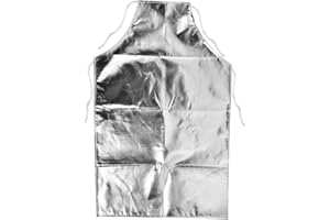 JOYZAN Delantal Resistente Calor 1000 Grado, Trabajo Alta Temperatura Fabricación Delantale Seguridad Prevención Incendio Cocinar Asar Parrilla Grado Largo Aluminizado Salpicadura Llama Soldadura Industrial