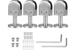 Proster 4PZ Supporto Vetro 9-10mm con Staffa di Supporto da 40mm per Montaggio a Pavimento Morsetti per Vetro Acciaio Inox 304 Mensole Vetri per Balaustra Ringhiera Corrimano della Scala