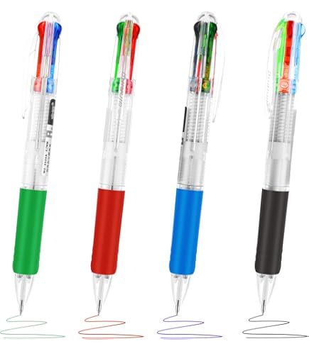 Lot De 6 Stylos à Bille Multicolores Rétractables 4 Couleurs Avec