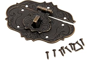 Mgoodoo 76 x 57 mm Loquet Serrure Vintage Antique Moraillon Fermoirs en Fer Bronze Antique Verrous pour Décoratifs Cabinet Armoire Boîte à Bijoux Boîte Cadeau Caisses Coulissantes avec vis