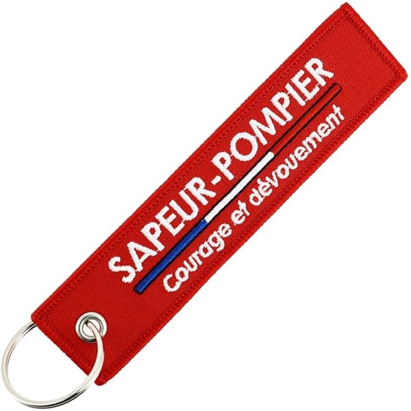 Porte-Clés Métal Sapeurs-Pompiers - Écusson Patriotique Bleu Blanc Rouge