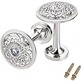 BSTKEY A Pair of Decorative Curtain Holder with Hollow Pattern - Metal Hollow-Carved Design Curtain Drapery Hook Tieback Holdback, Home House Decoration (Silver)
