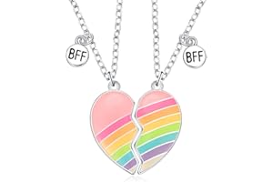 JADIVE Collares de Mejores Amigas Empalmados Collares de BFF para 2 Collares de Amistad a Juego Collares Magnéticos de Corazón para Navidad Mujer Niñas Adolescentes Regalos Cumpleaños