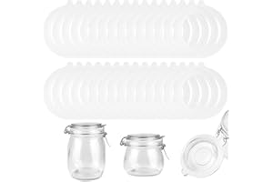 FAMCUCHE Lot De 30 Joint Bocaux Le Parfait En Silicone, 67 X 93 Mm Interchangeables Joint Bocaux, Caoutchouc Bocaux Pour Couvercle à Pince En Verre (Blanc).